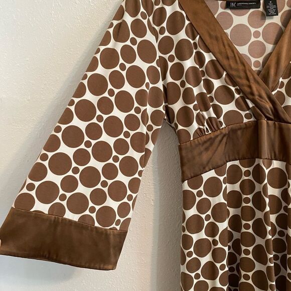 INC International Concepts Brown and White Circle Dress Size M - Picture 6 of 11